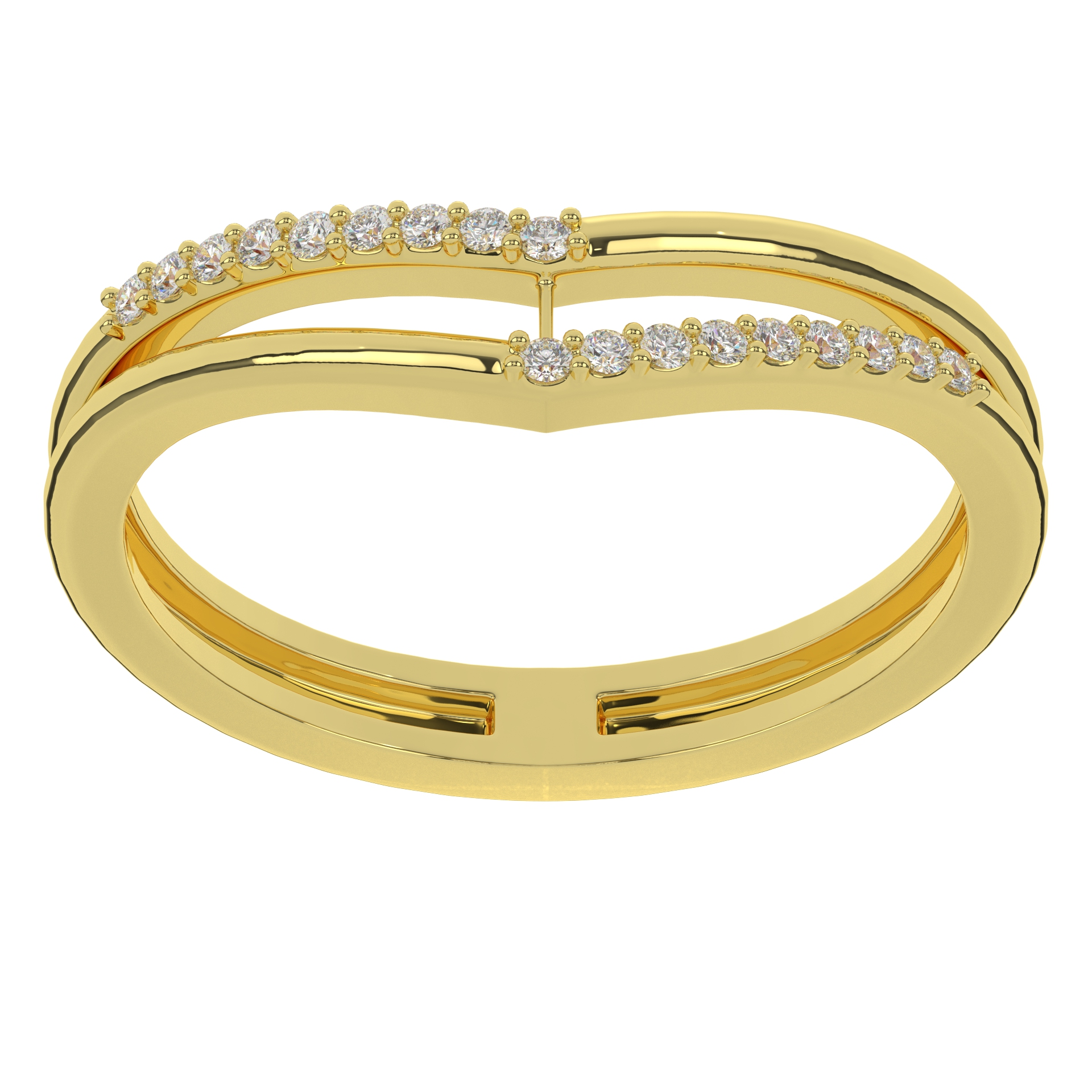 V-Shape Diamond Ring with Double Band