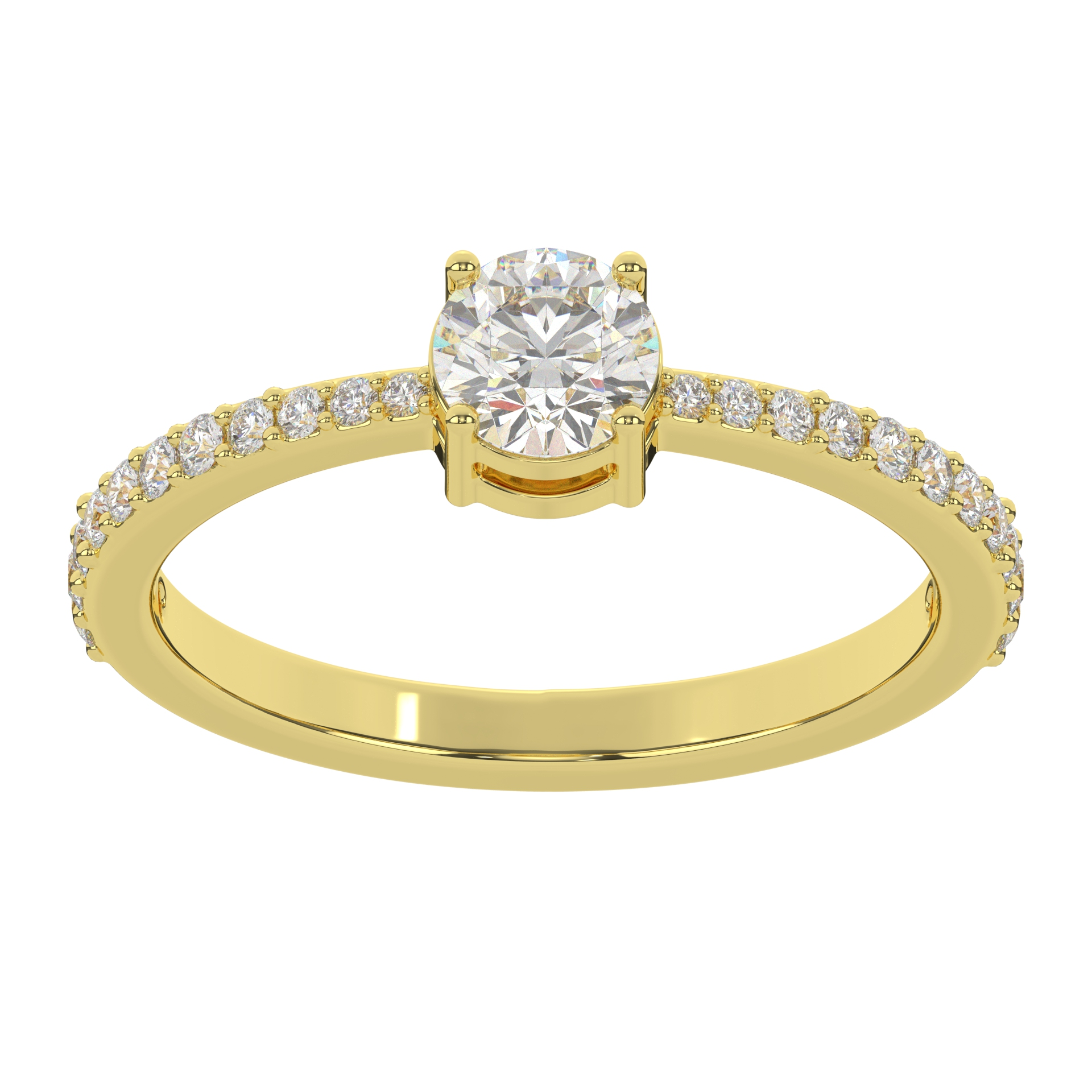 Round Diamond Solitaire with Half Pave Shank