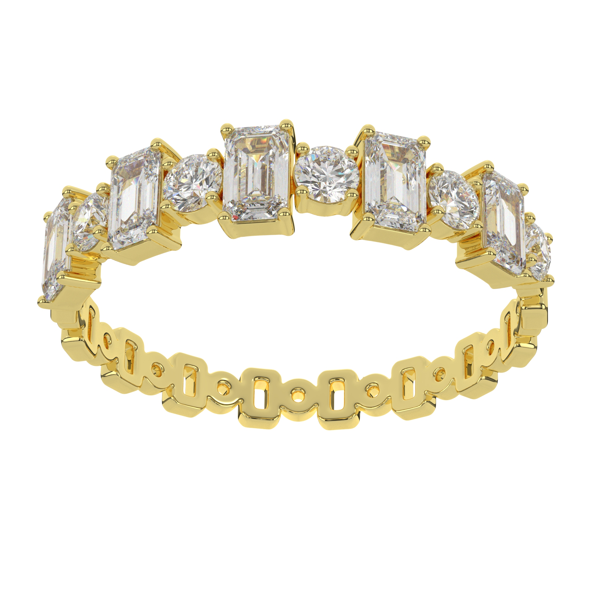 Classic Emerald & Round Diamond Stacking Ring