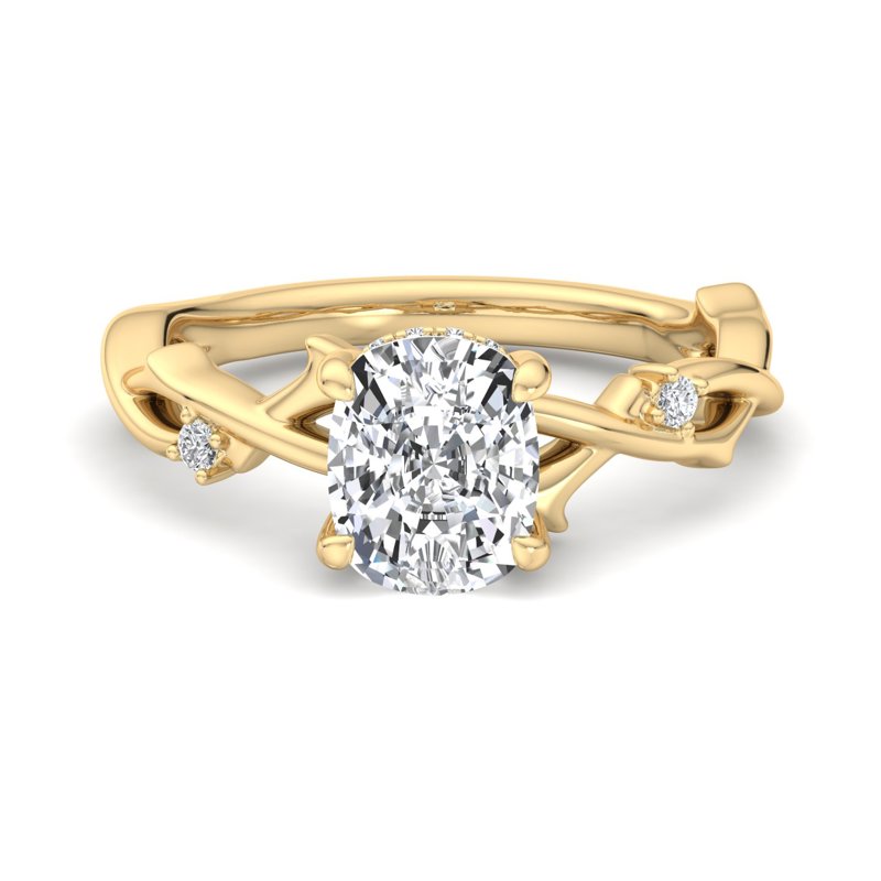 Cushion Cut Diamond Nature-Inspired Vine Engagement Ring.