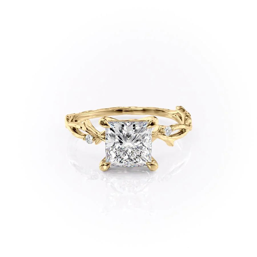 Princess Cut Diamond Nature-Inspired Vine Engagement Ring.