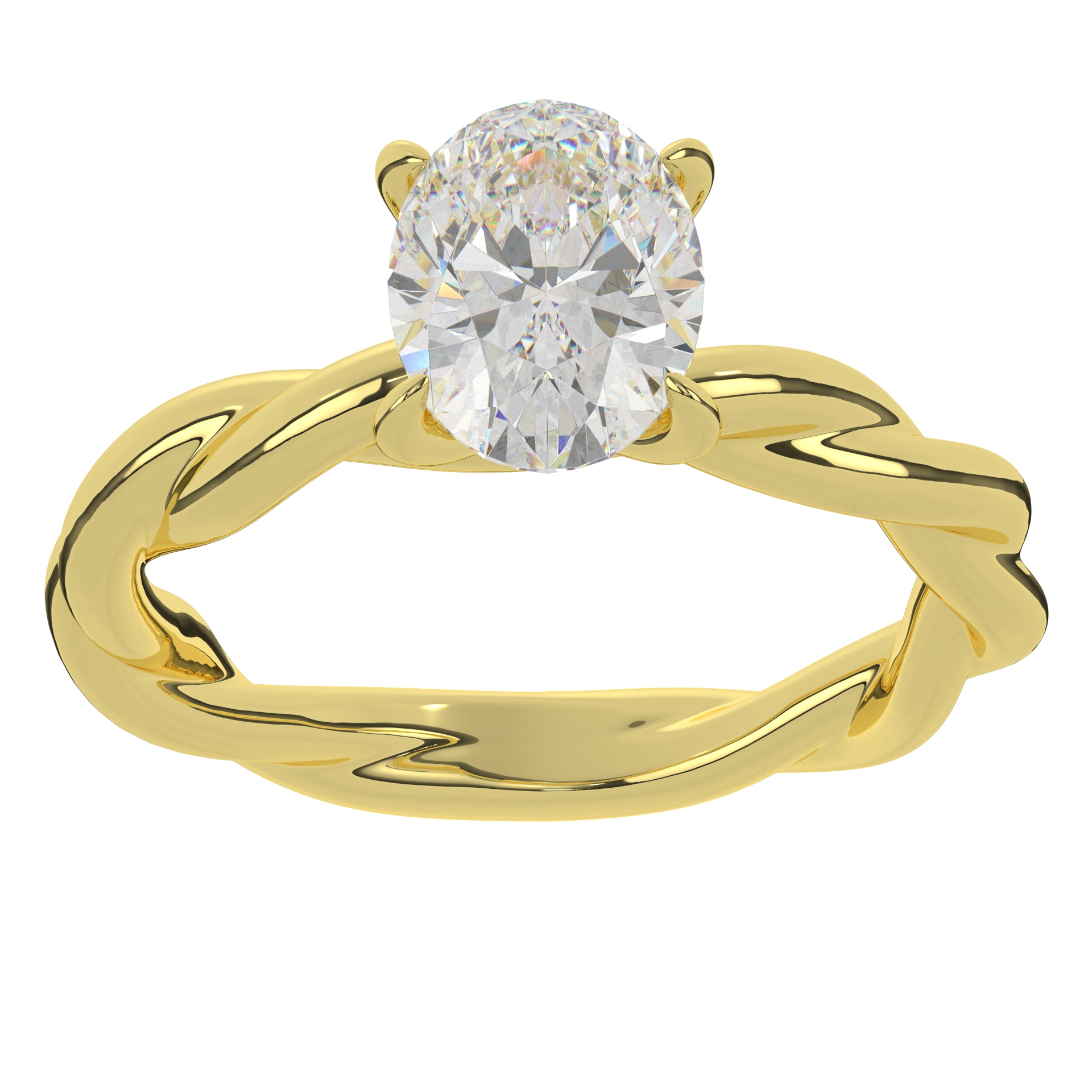 Twist Shank Style Moissanite Oval Cut Solitaire Diamond Wedding Ring For Women