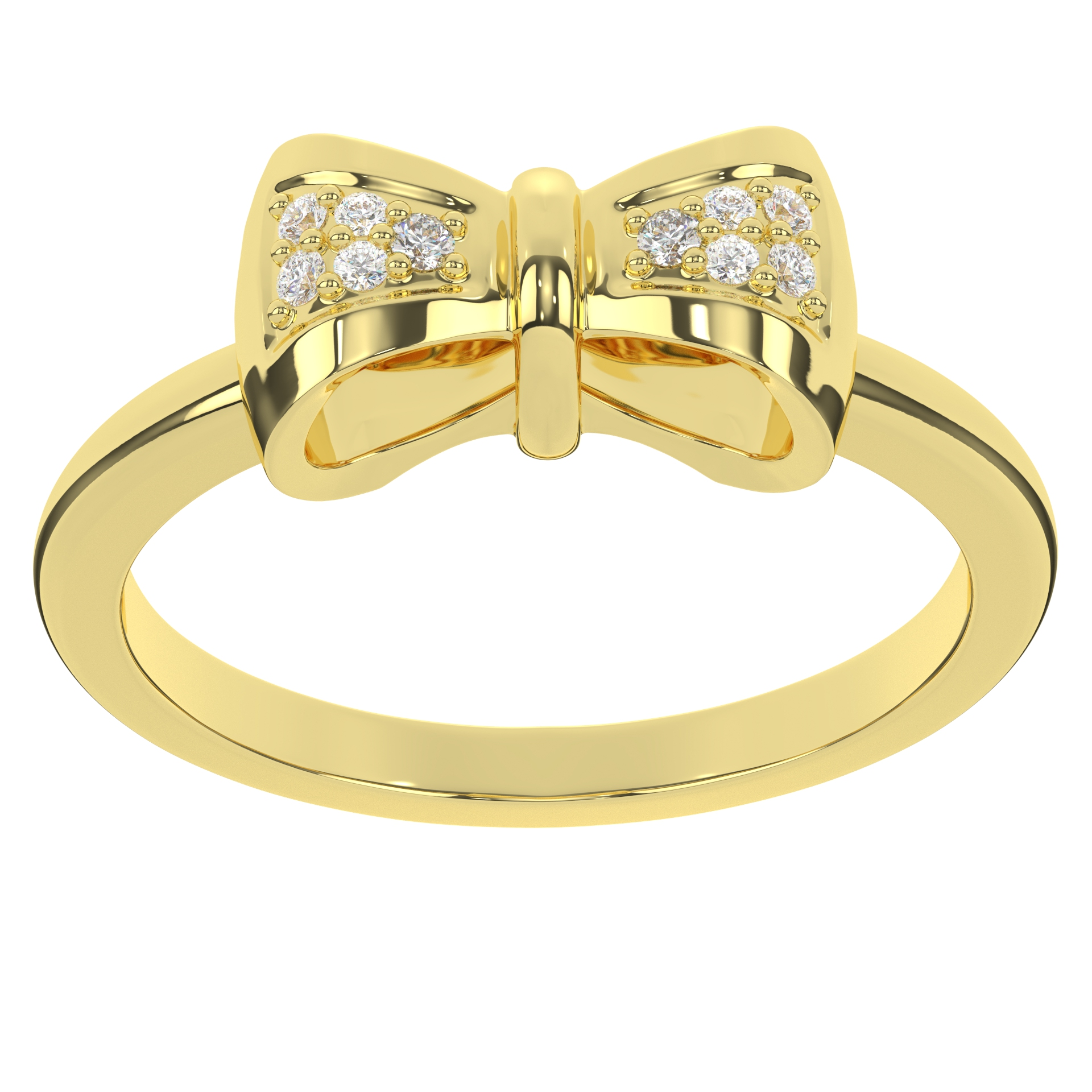 Ribbon Style Cute Moissanite Small Round Brilliant Cut  Diamond Wedding Ring For Women