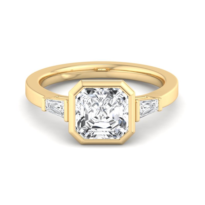 Unique Moissanite Radiant Cut With Bezel Style Diamond Wedding Ring For Women
