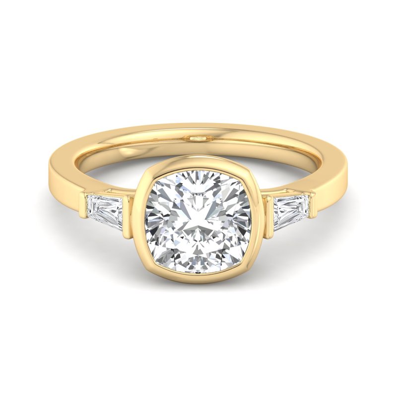 Unique Moissanite Cushion Cut With Bezel Style Diamond Wedding Ring For Women