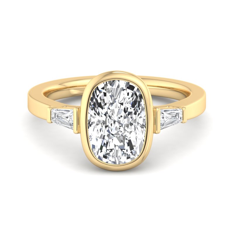 Unique Moissanite Elongated Cushion Cut With Bezel Style Diamond Wedding Ring For Women