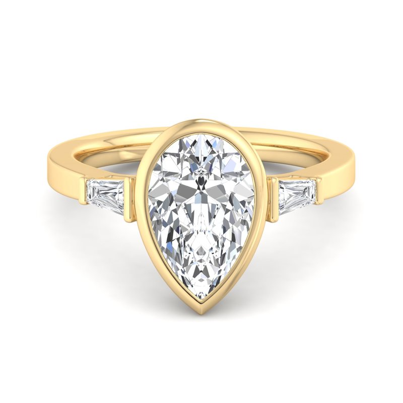 Unique Moissanite Pear Cut With Bezel Style Diamond Wedding Ring For Women