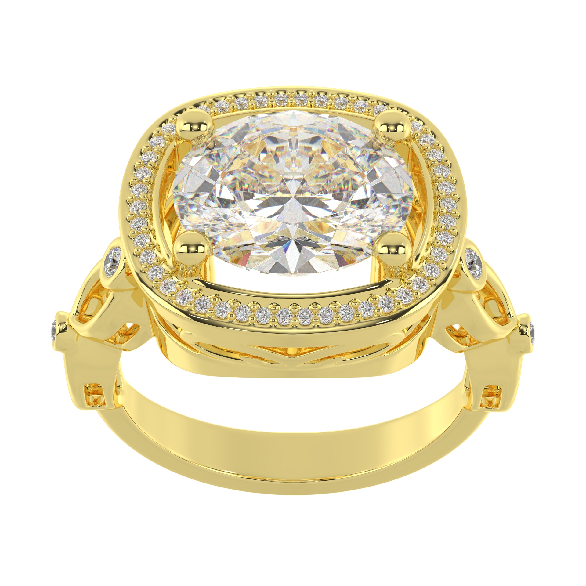 Moissanite Halo Oval Cut With Prong Setting Solitaire Diamond Engagement Ring For Women 