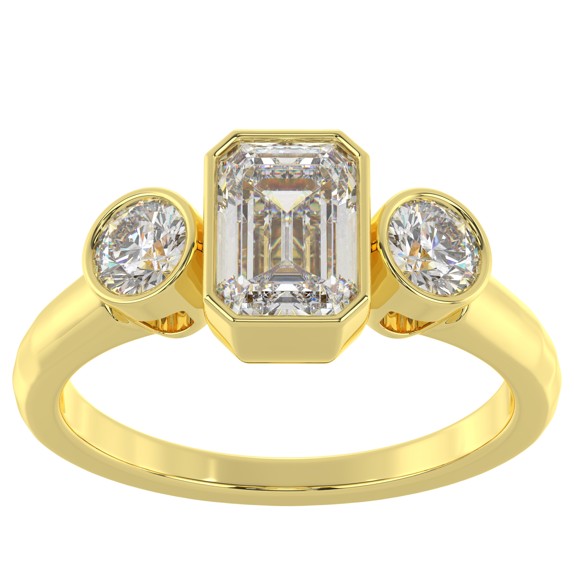 Classic Moissanite Emerald Cut With Side Round Cut Diamond Engagement Ring For Women