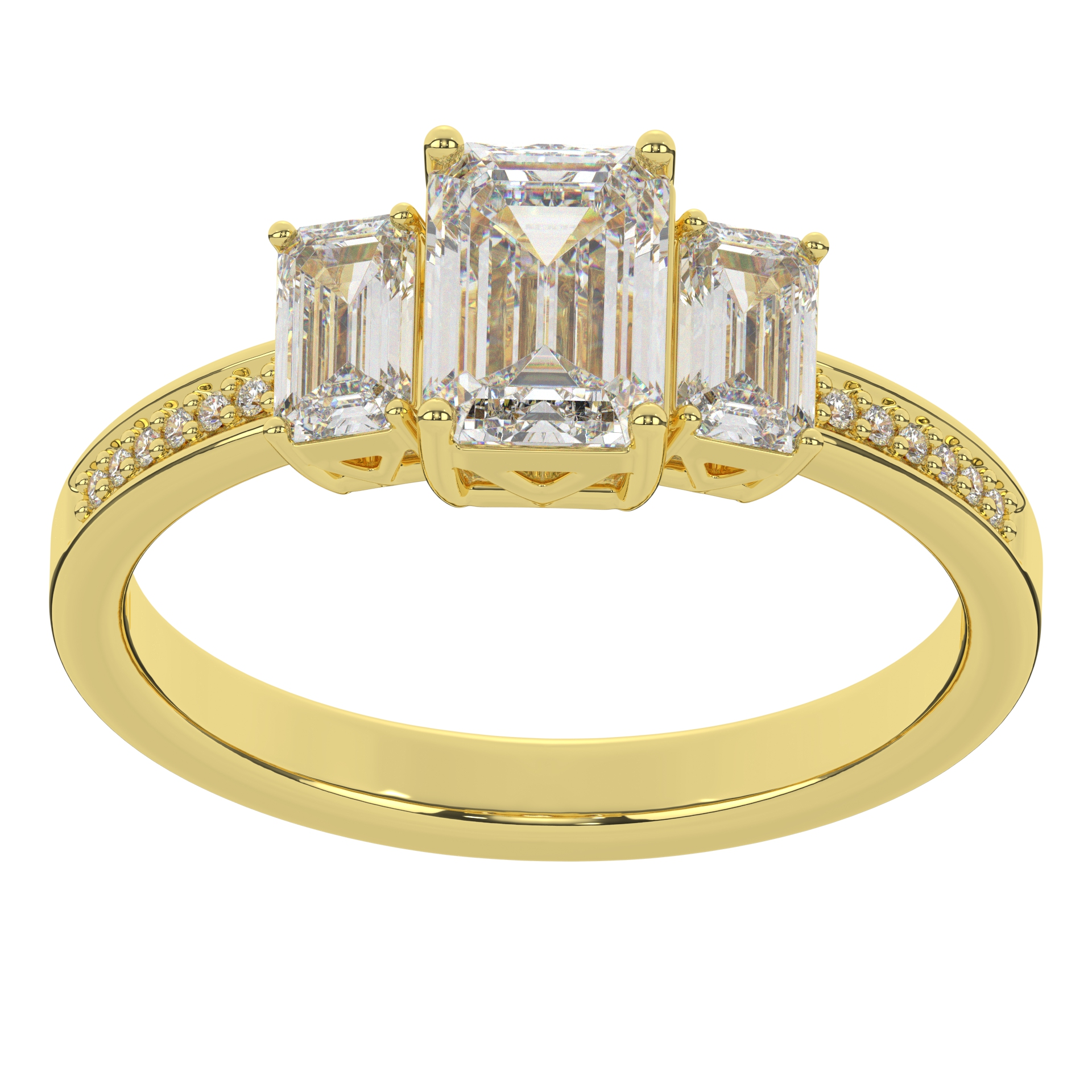 Half Eternity With Moissanite Emerald Cut Prong Setting Diamond Wedding Ring For Women