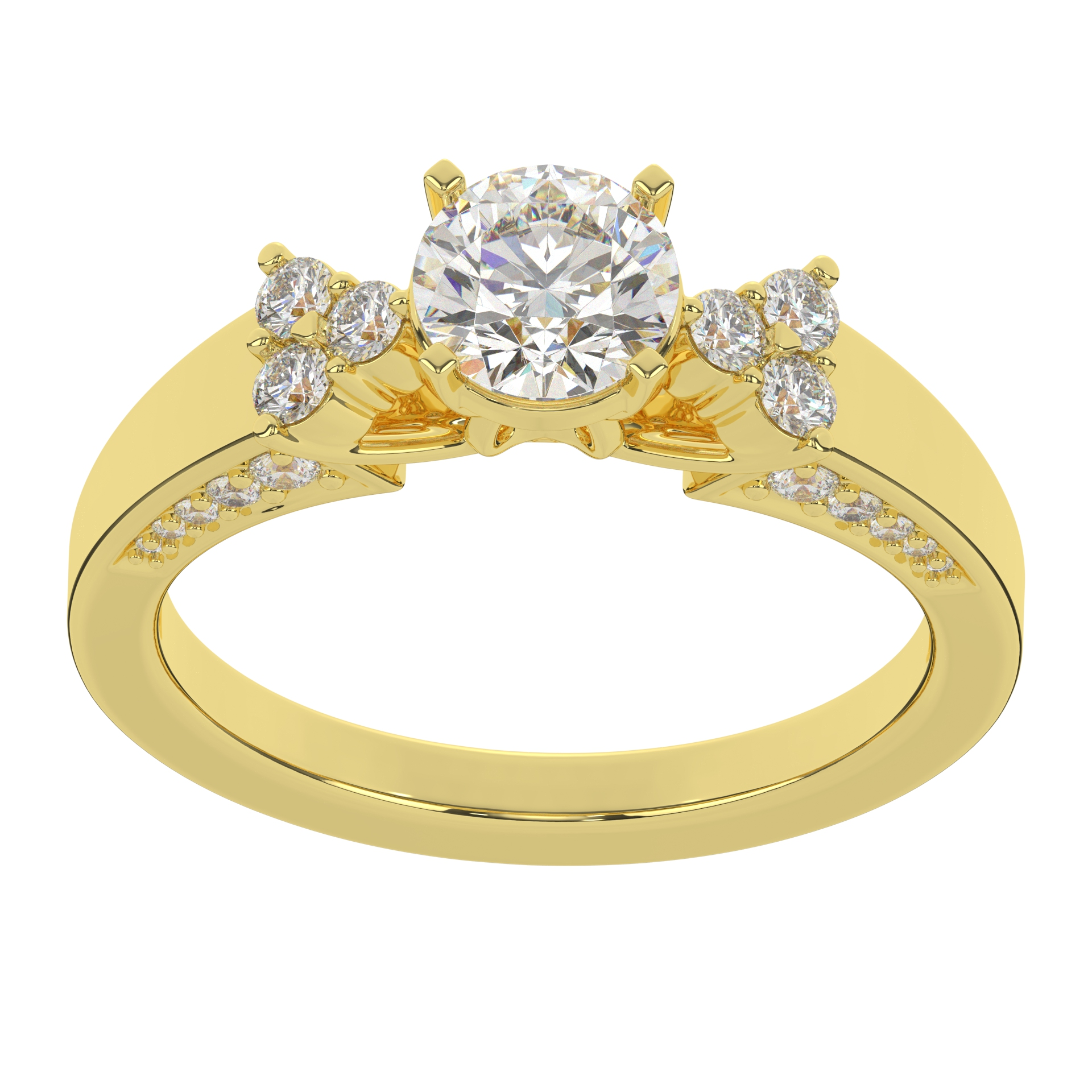 Fancy Style Moissanite Round Brilliant Cut Solitaire Diamond Wedding Ring For Women