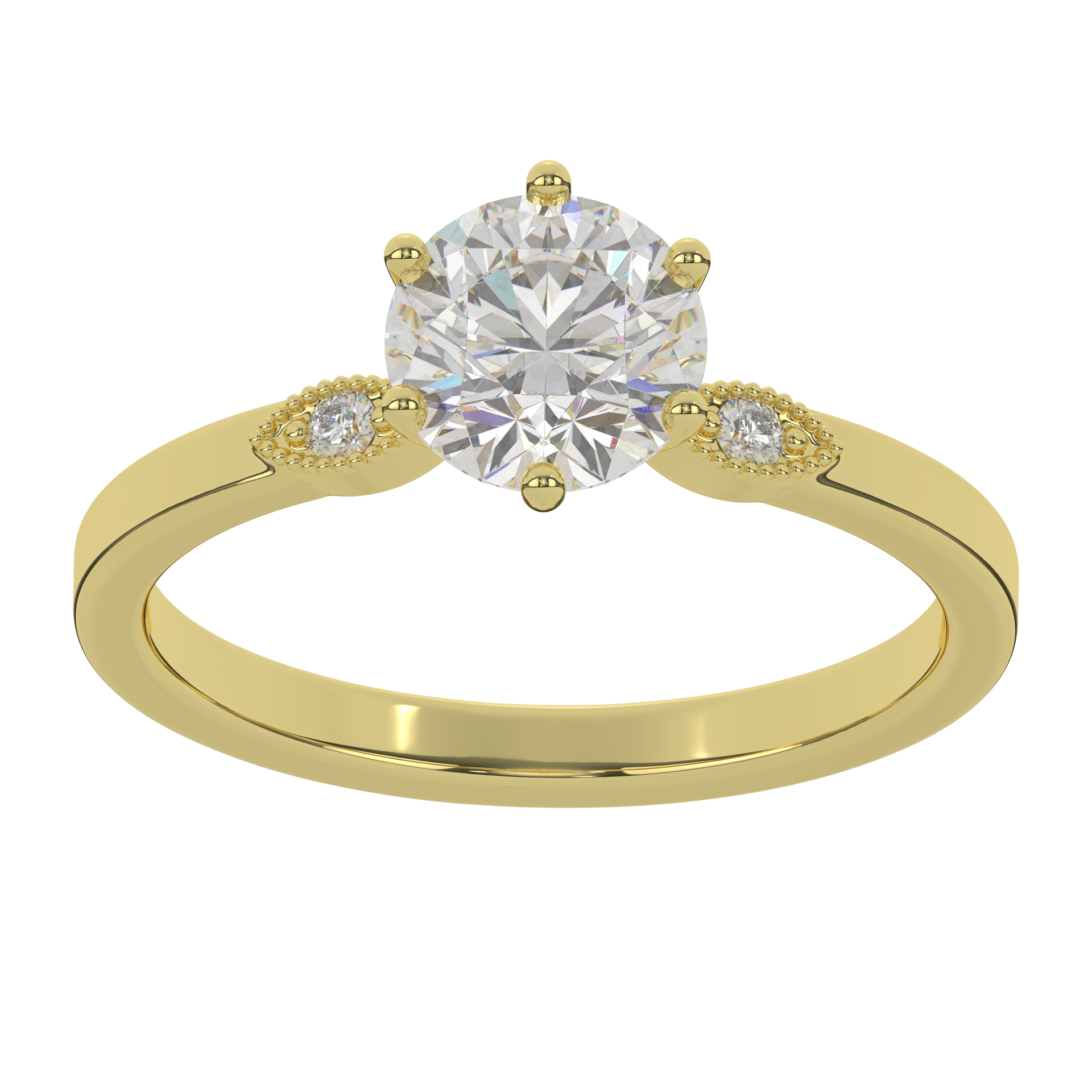 Stylish Moissanite Round Brilliant Cut With Prong Setting Diamond Engagement Ring  For Women