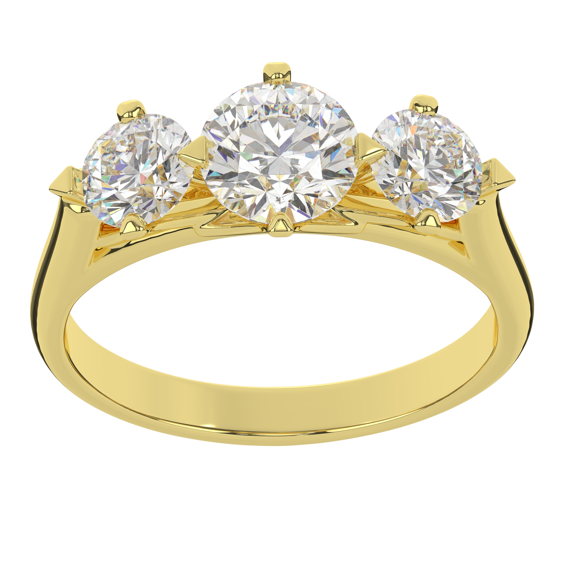 Stylish Three Stone Moissanite Round Brilliant Cut Prong With Prong Setting Diamond Wedding Ring For Women