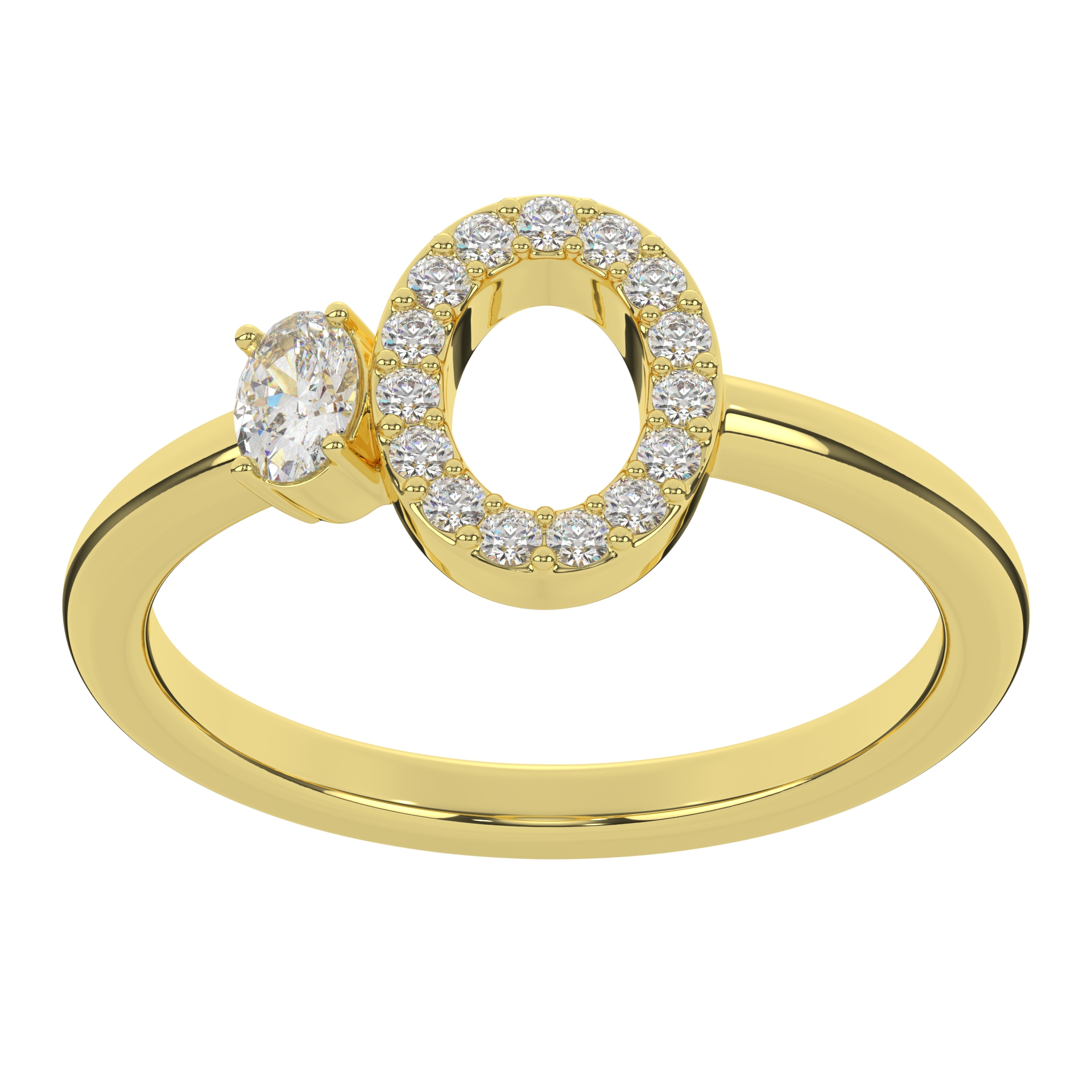 Yellow Gold Classic Moissanite Round Brilliant Cut Diamond Engagement Ring For Women