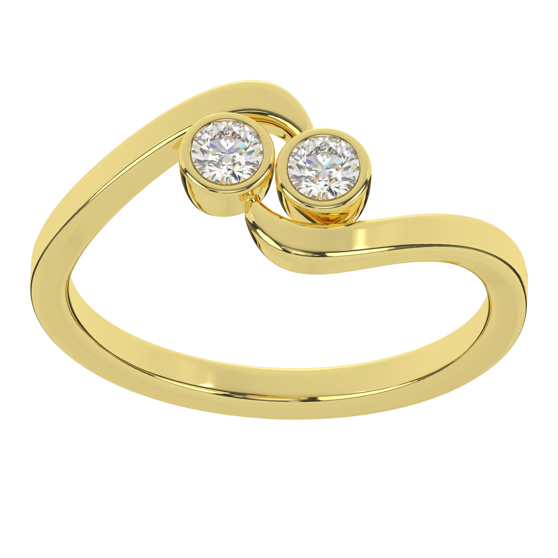 Fancy Bypass Moissanite Round Brilliant Cut Solitaire Diamond Anniversary Ring