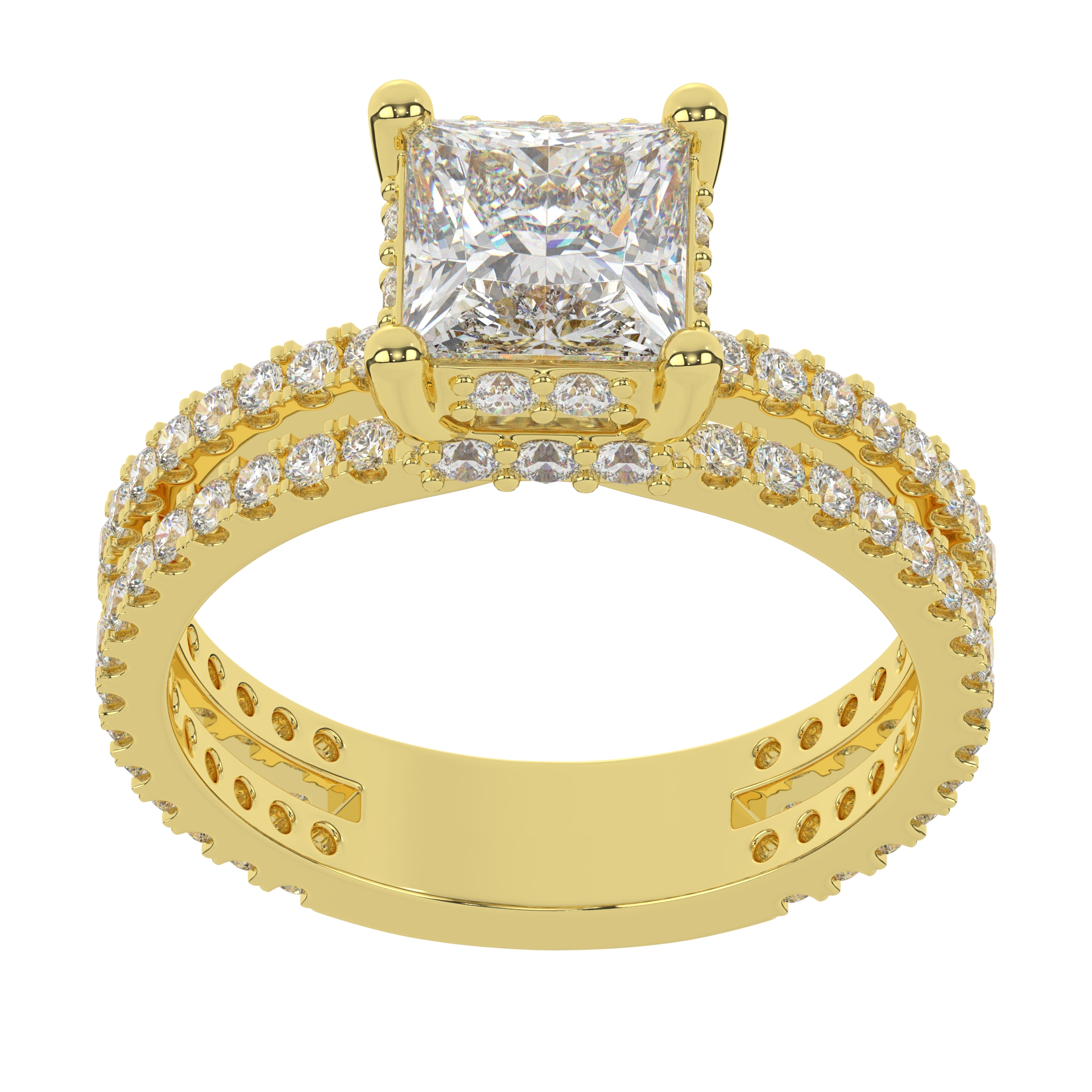 Eternity Moissanite Princess Cut With Prong Setting Diamond Wedding Ring For Women