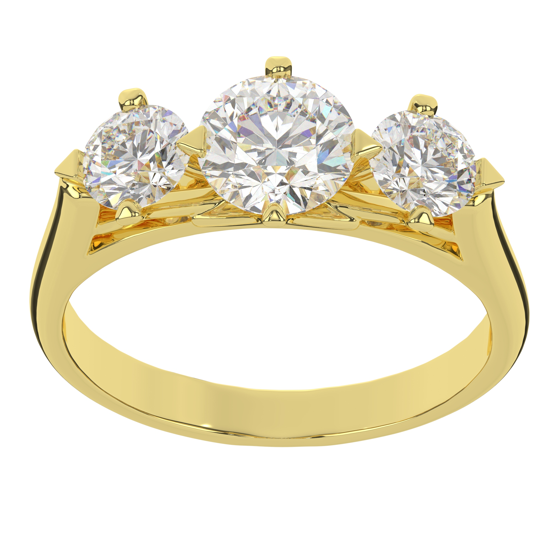 Moissanite Three stone Round Brilliant Cut with Prong Setting Diamond Anniversary Ring For Women