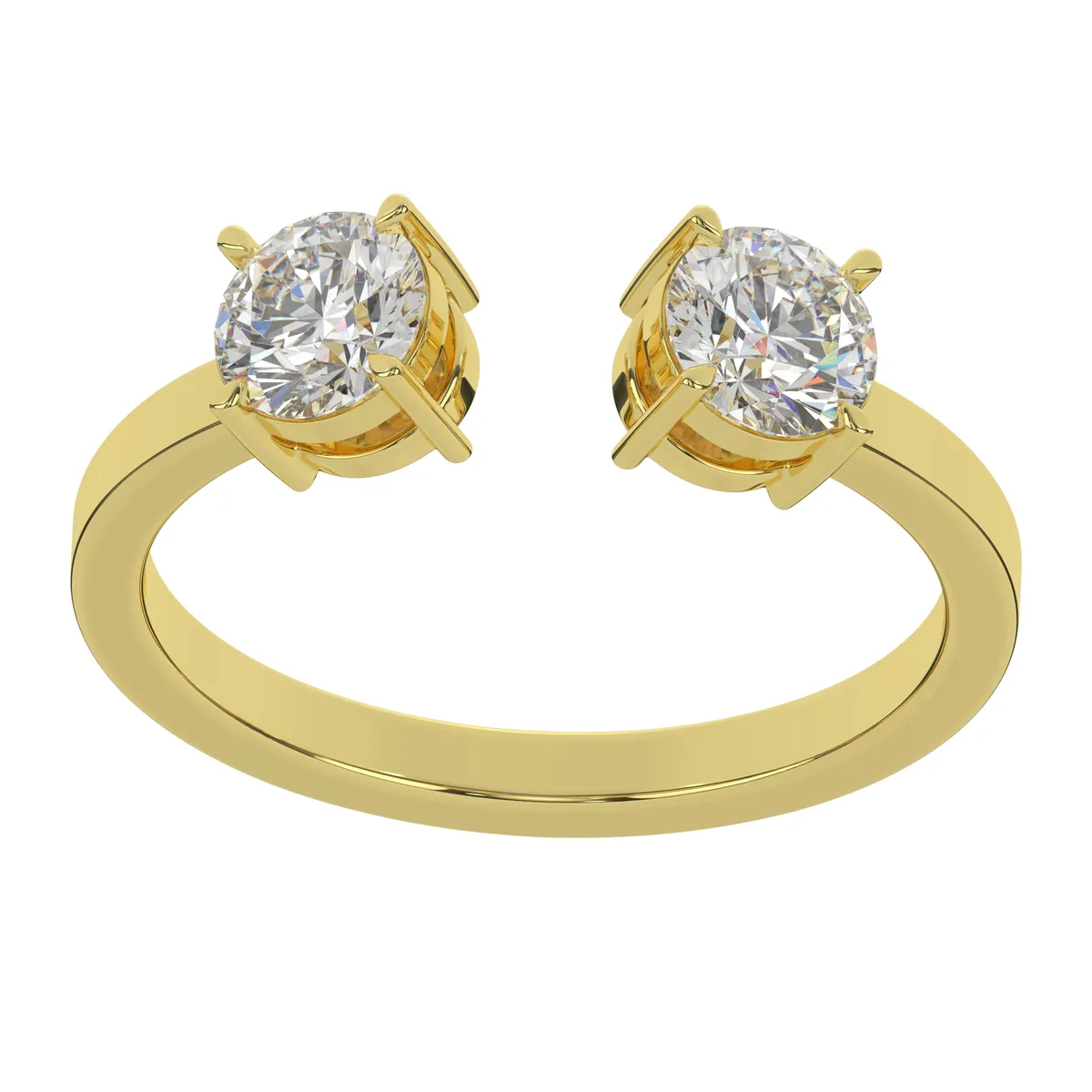 Fancy Classic Moissanite Two Stone Round Brilliant Cut Open Diamond Anniversary Ring For Women