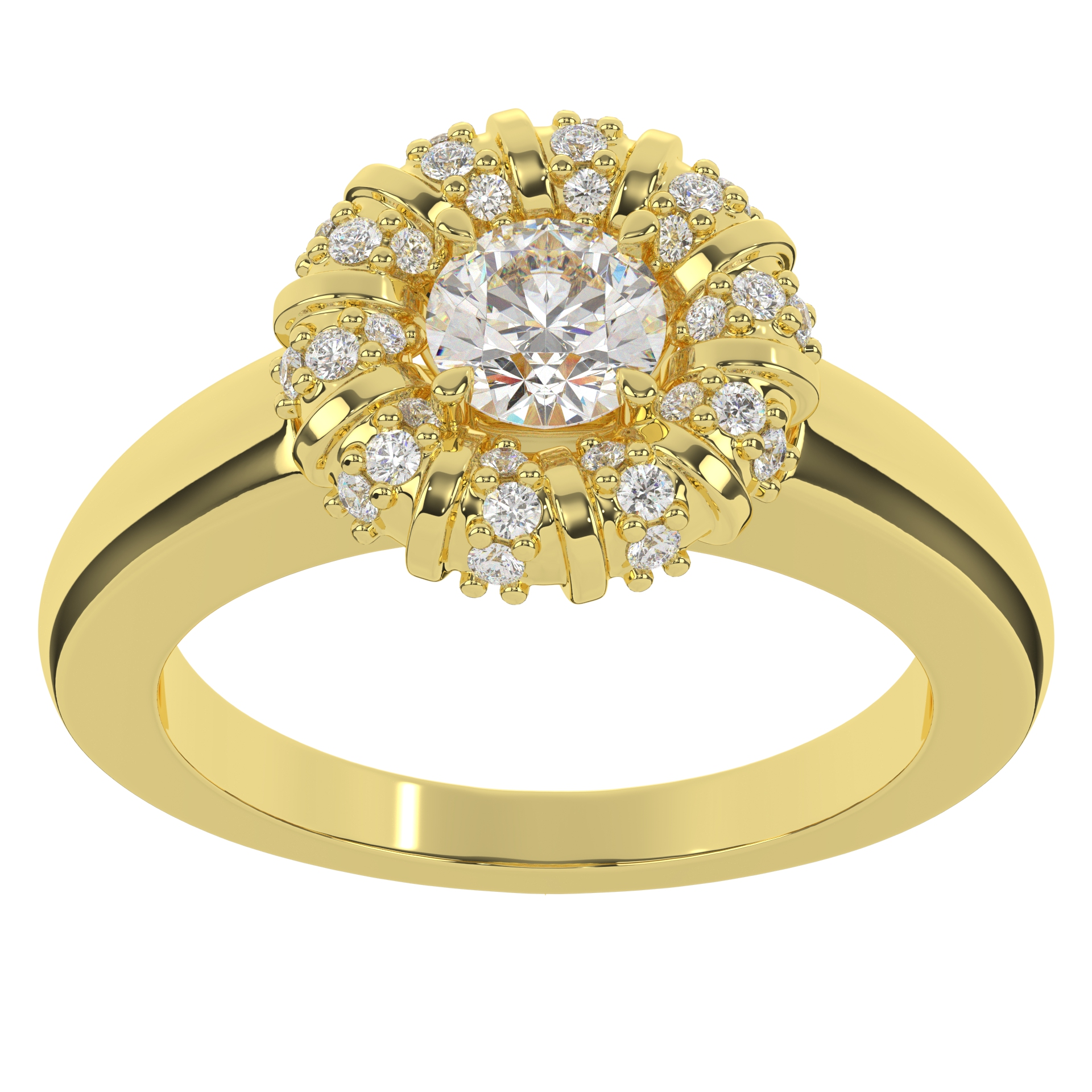 Moissanite Round Cut In Flower Design Diamond Engagement Ring For Women