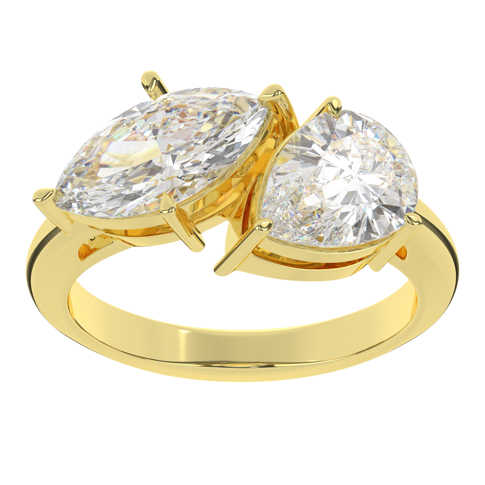 Moissanite Two Stone Marquise And Trilliant Cut With Prong Setting Diamond Engagement Ring For Women