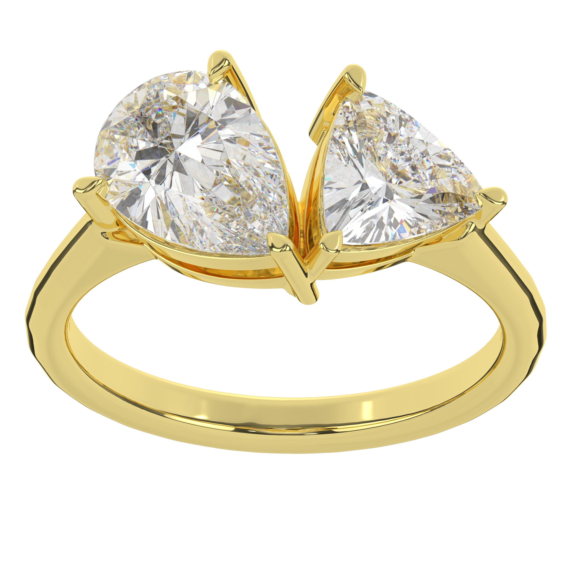 Moissanite Two Stone Pear And Trilliant Cut With Prong Setting Diamond Engagement Ring For Women