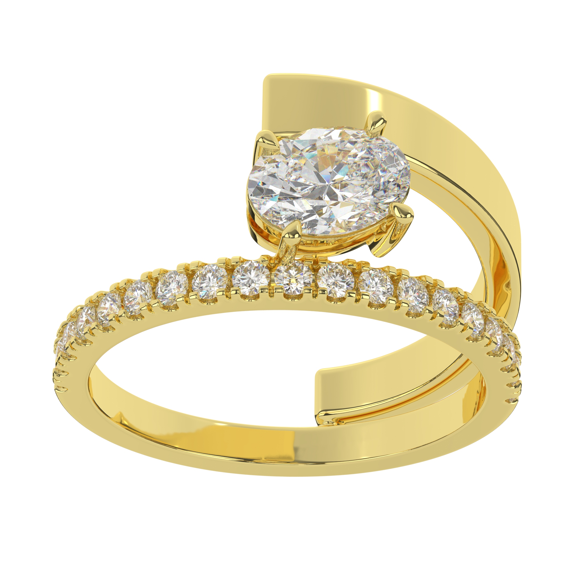 Vogue Moissanite Oval Cut With Half Eternity Solitaire Dimond Wedding Ring For Women