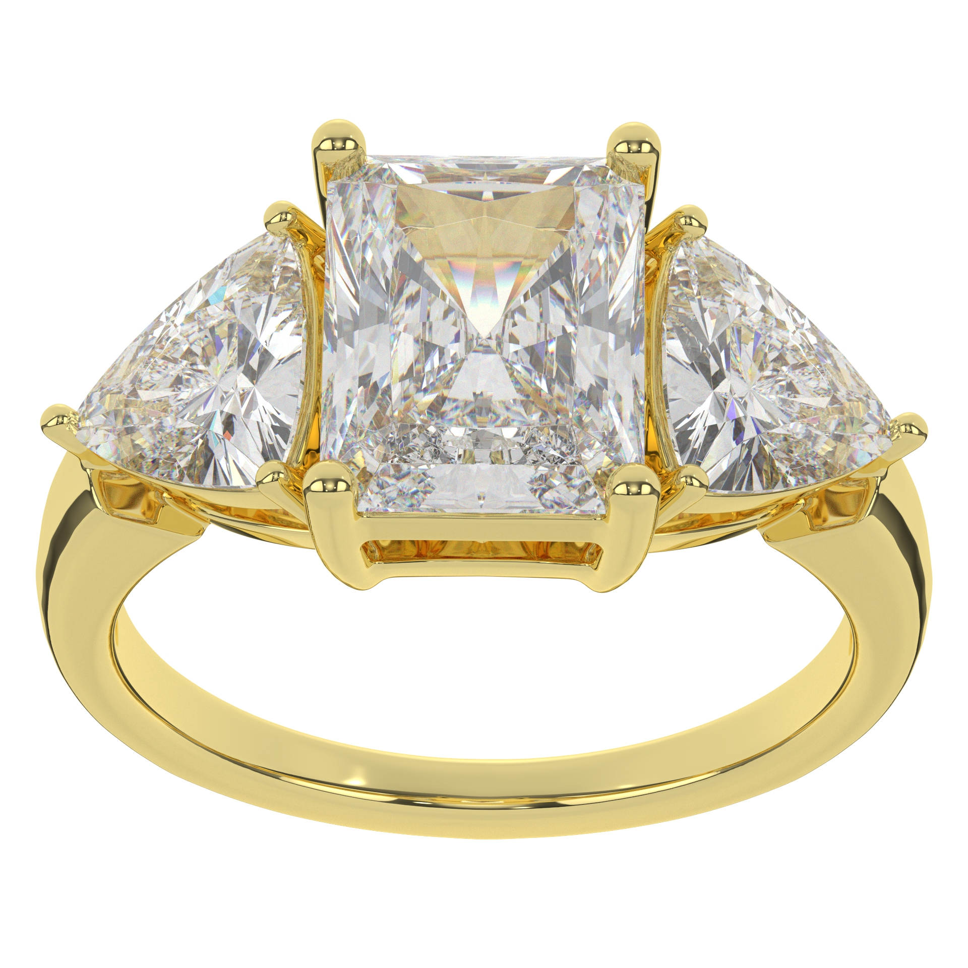 Moissanite Radiant Cut With Side Trilliant Diamond Prong Setting Diamond Wedding Ring For Women