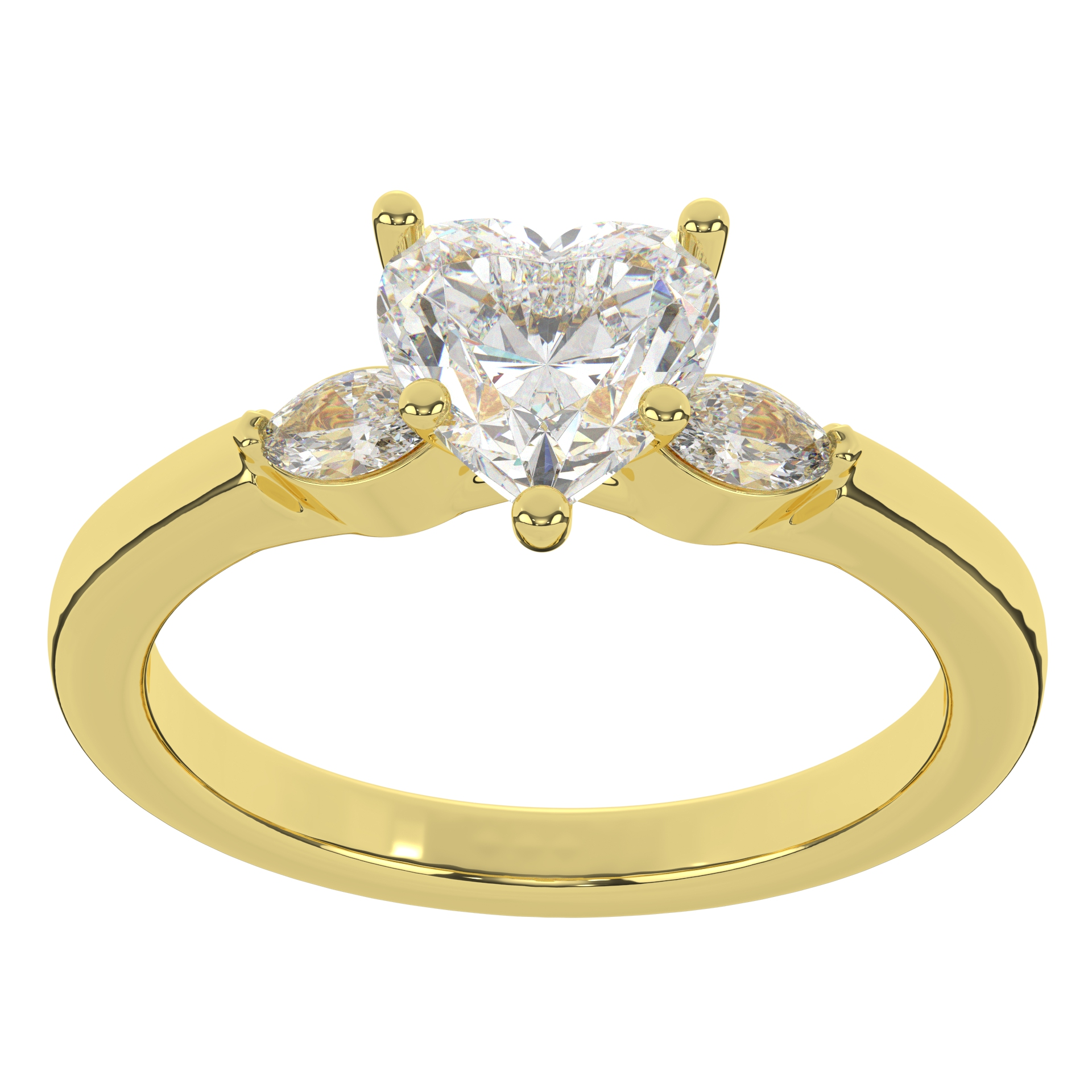 Moissanite Heart Cut With Side Marquise Diamond Solitaire Proposal Ring For Women