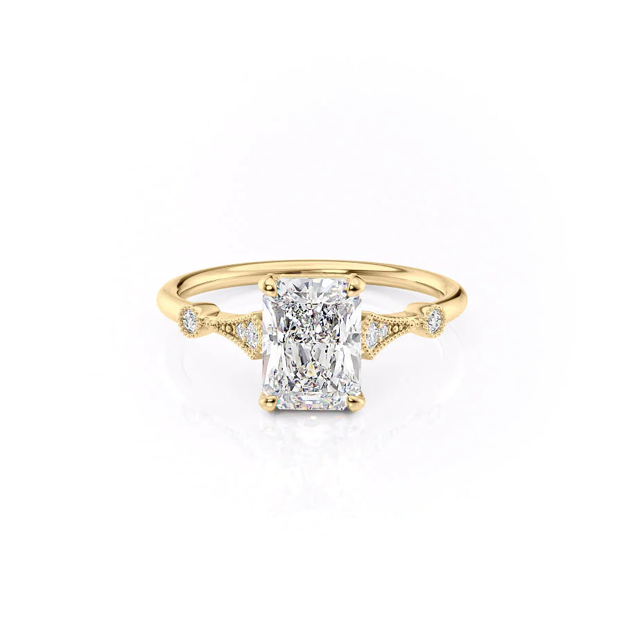 Classic Moissanite With Radiant Cut Prong Setting Solitaire  Diamond Engagement Ring For Women