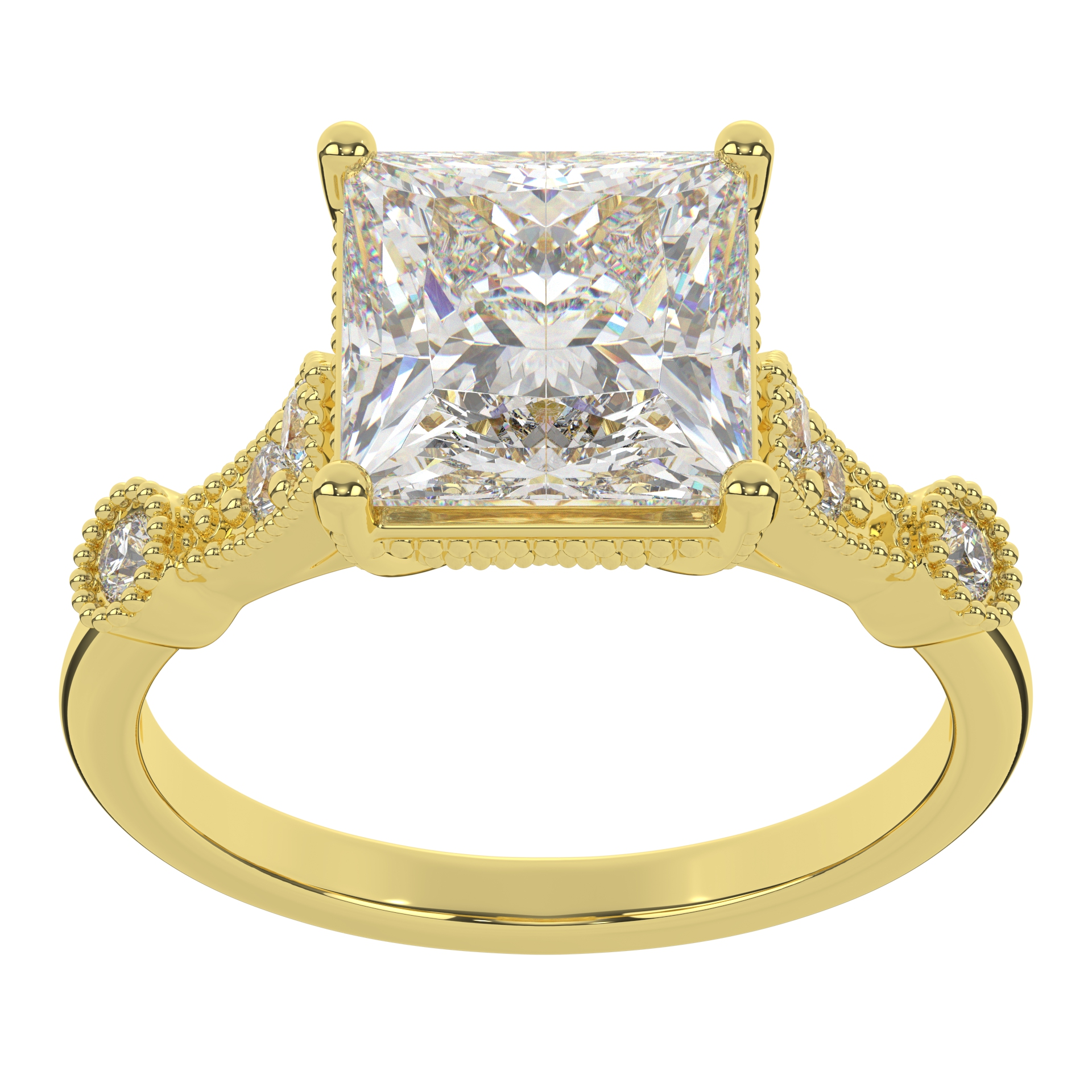 Moissanite Princess Cut With Prong Setting  Solitaire Diamond Wedding Ring For Women