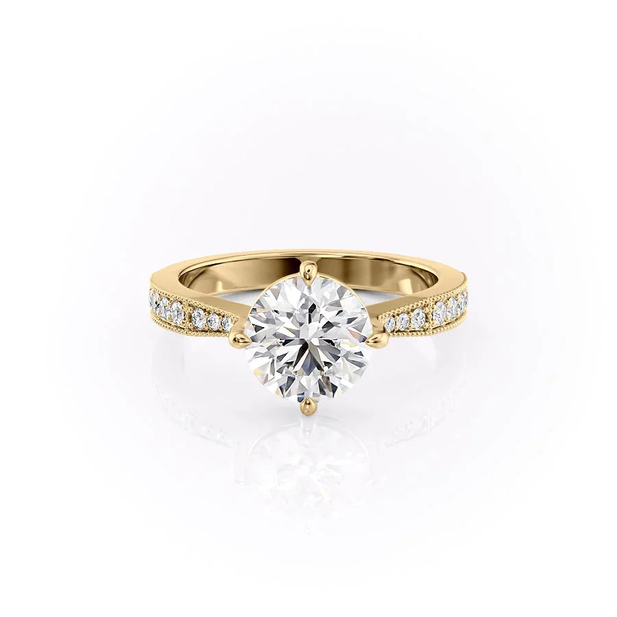 Half Eternity With Round Brilliant Cut Solitaire Moissanite Diamond Engagement Ring For Women