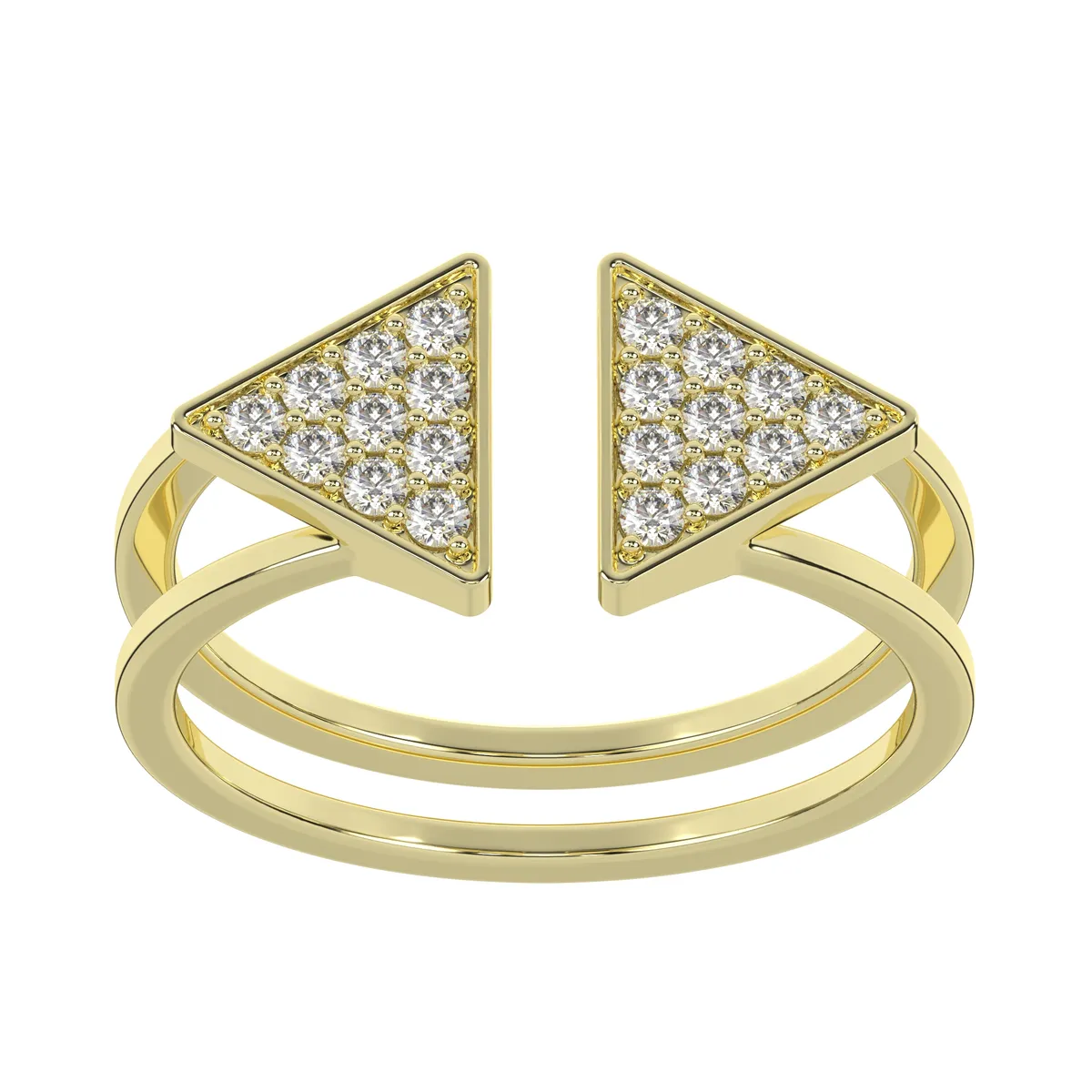 Diamond Triangle Geometric Cuff Ring