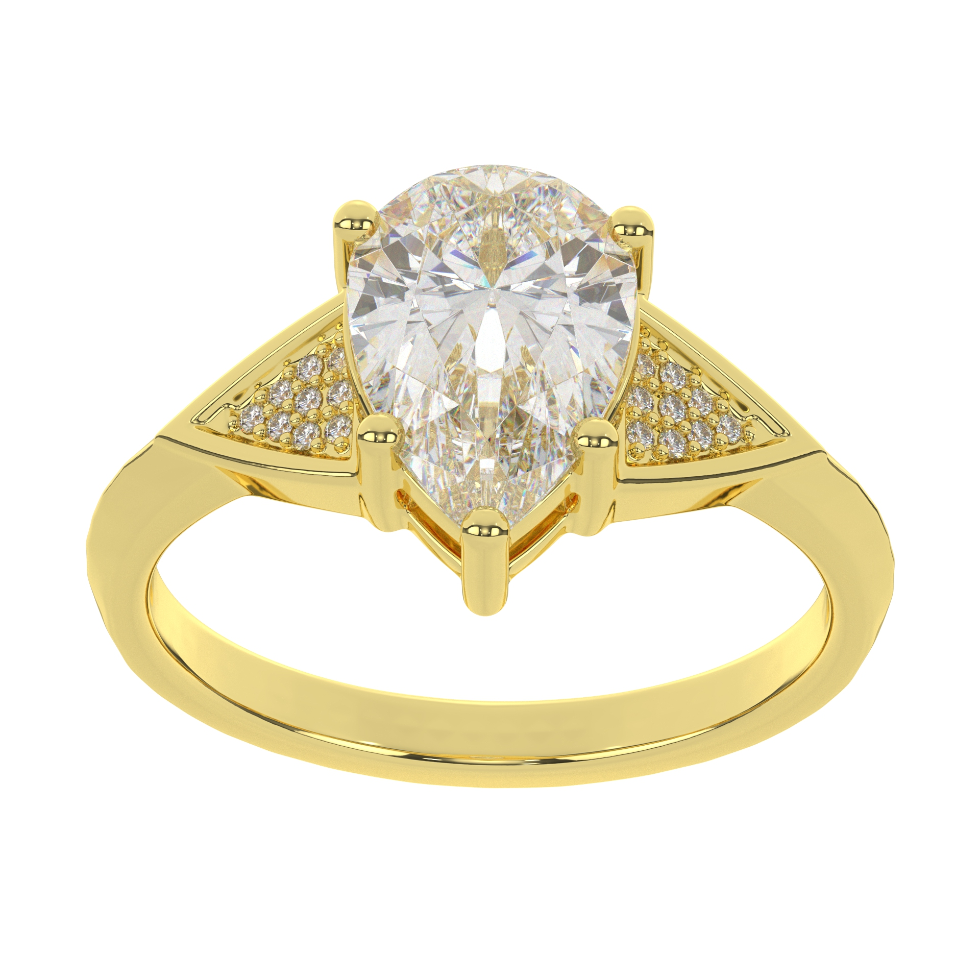 Moissanite Pear Cut Solitaire With Side Round Diamond Wedding Ring For Women