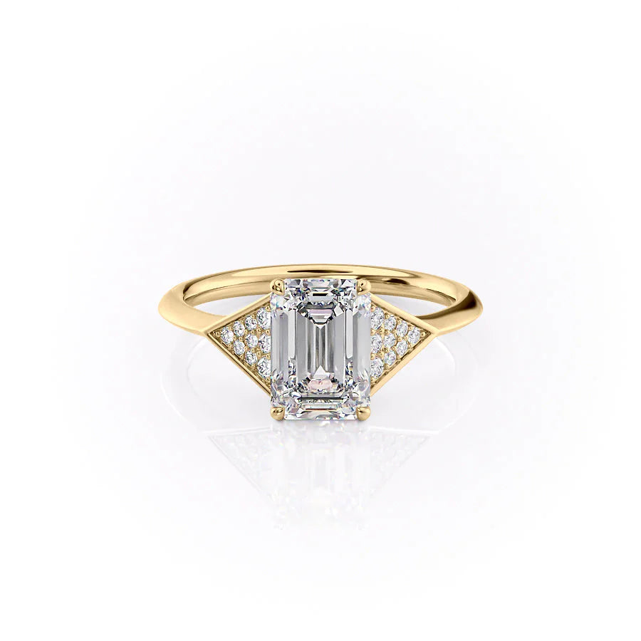 Moissanite Emerald Cut Prong Setting Unique Solitaire Diamond Engagement Ring  For Women 