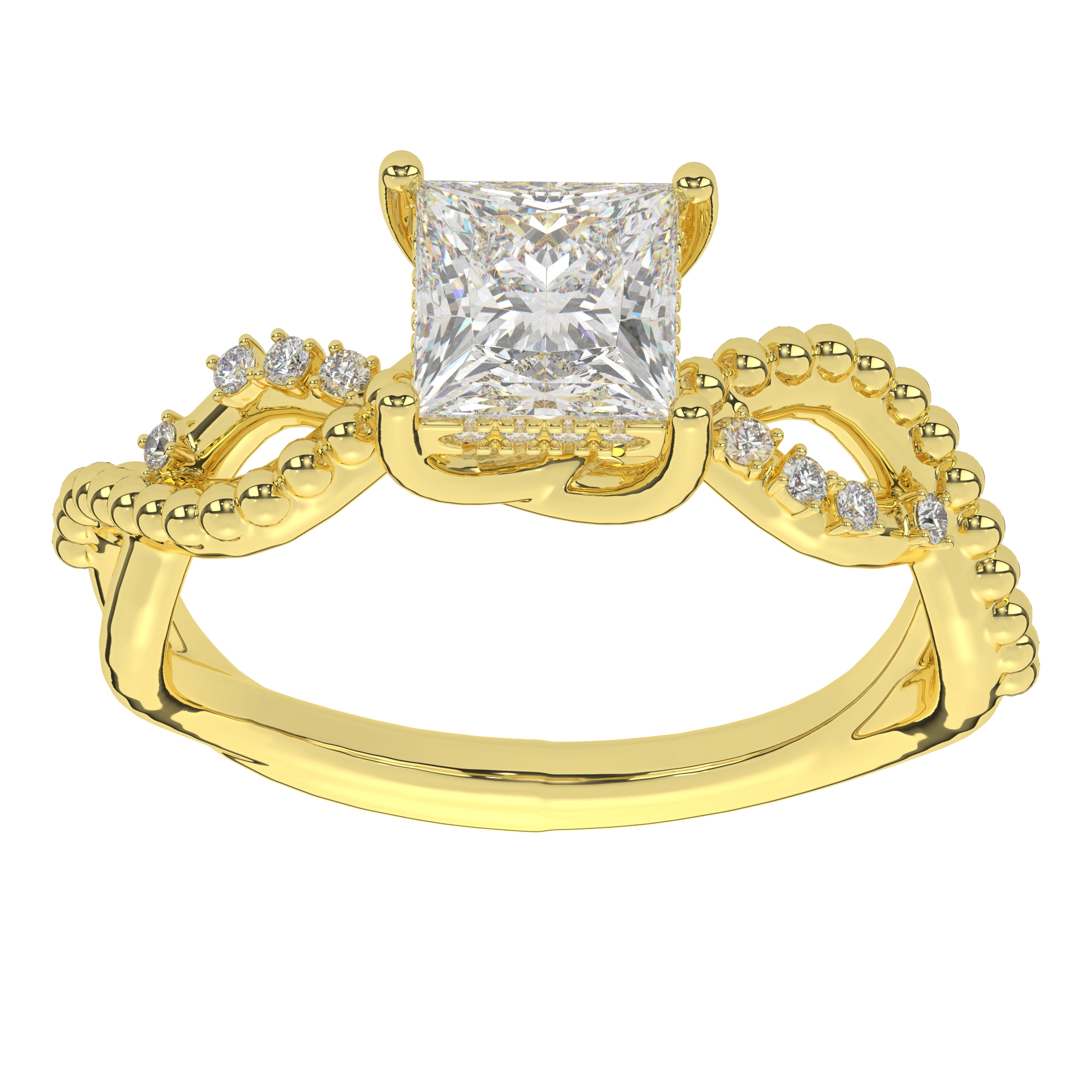 Moissanite Princess Cut With Twisted Band Solitaire Diamond Engagement Ring For Women 