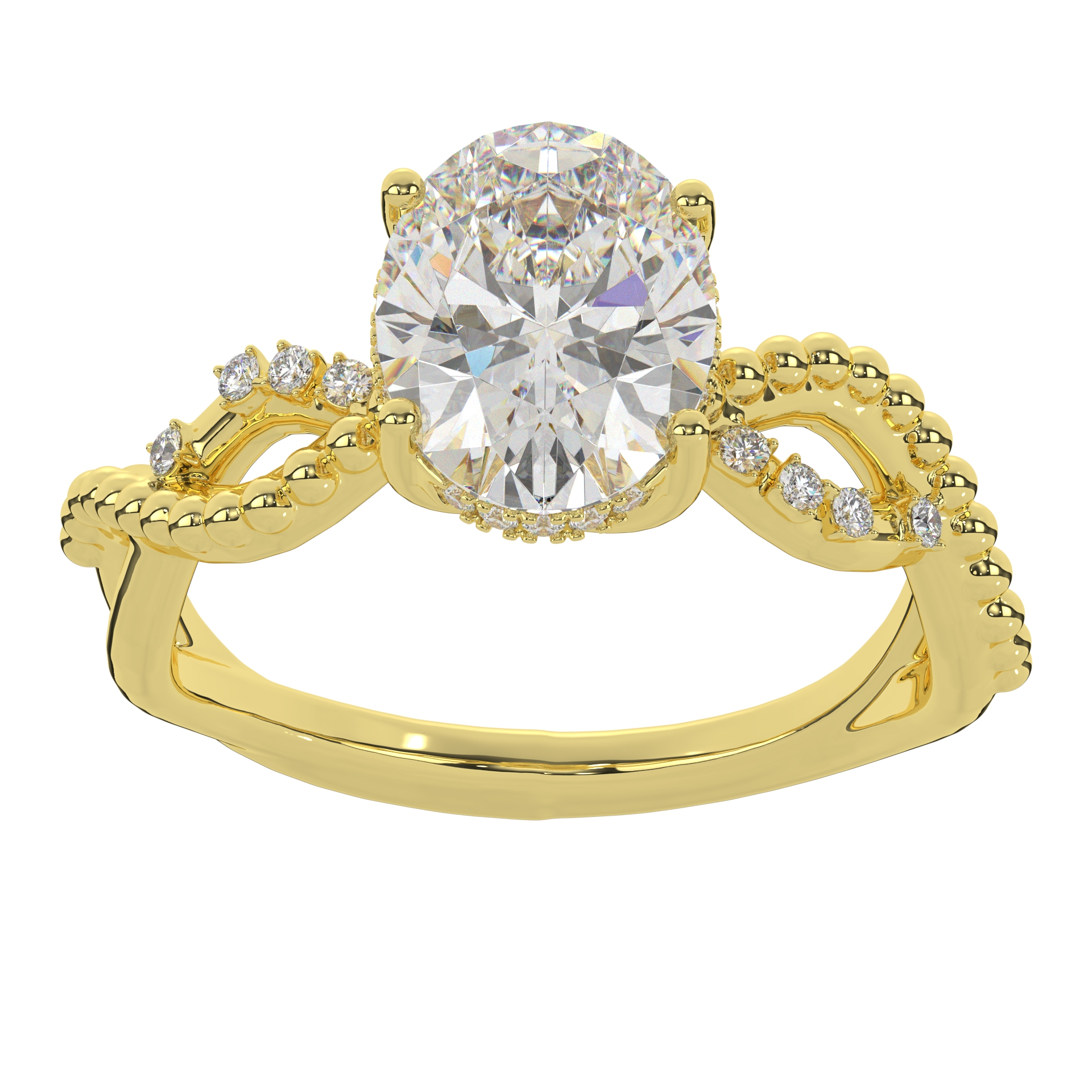 Moissanite Oval Cut With Twisted Band Solitaire Diamond Engagement Ring For Women 