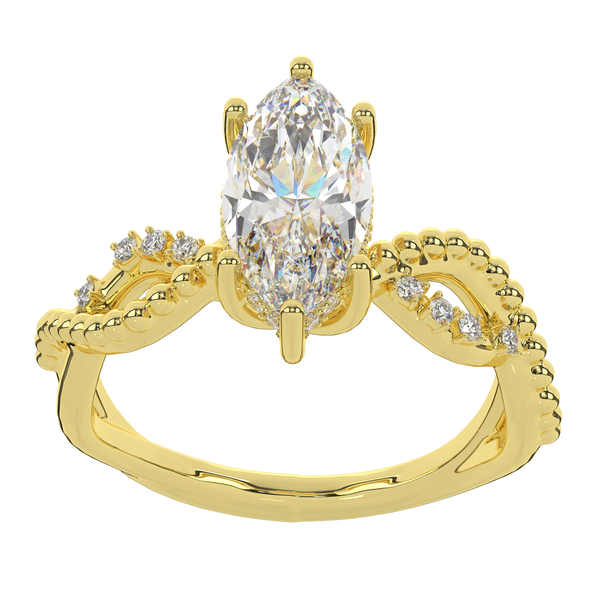 Moissanite Marquise Cut With Twisted Band  Solitaire  Wedding Ring For Women