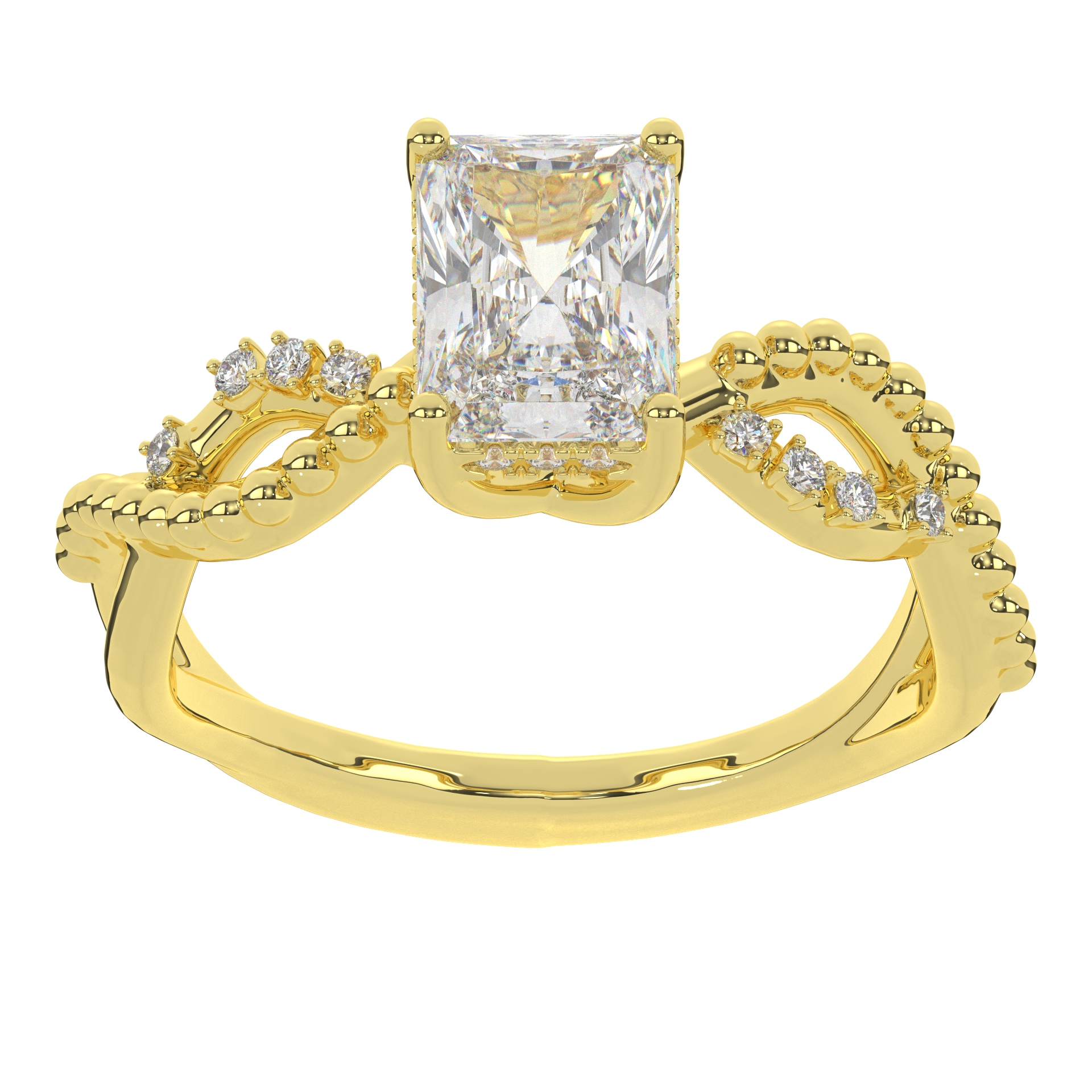 Moissanite Radiant Cut With Twisted Band Solitaire Engagement Ring  For Women