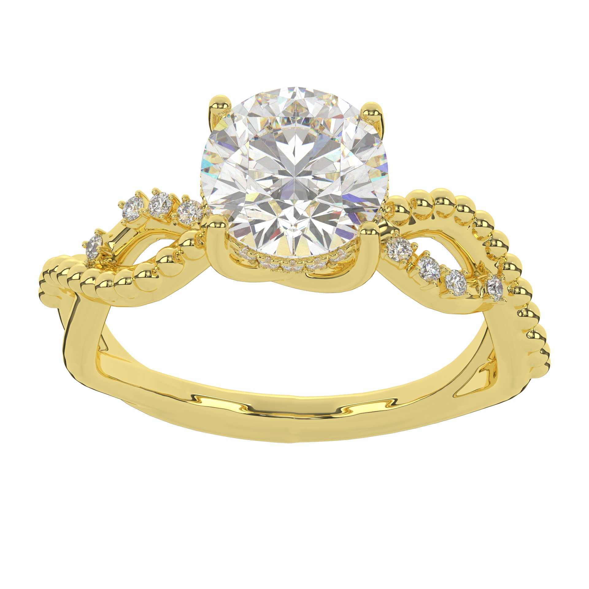 Moissanite Round Brilliant Cut With Twisted Band Solitaire Wedding Ring For Women