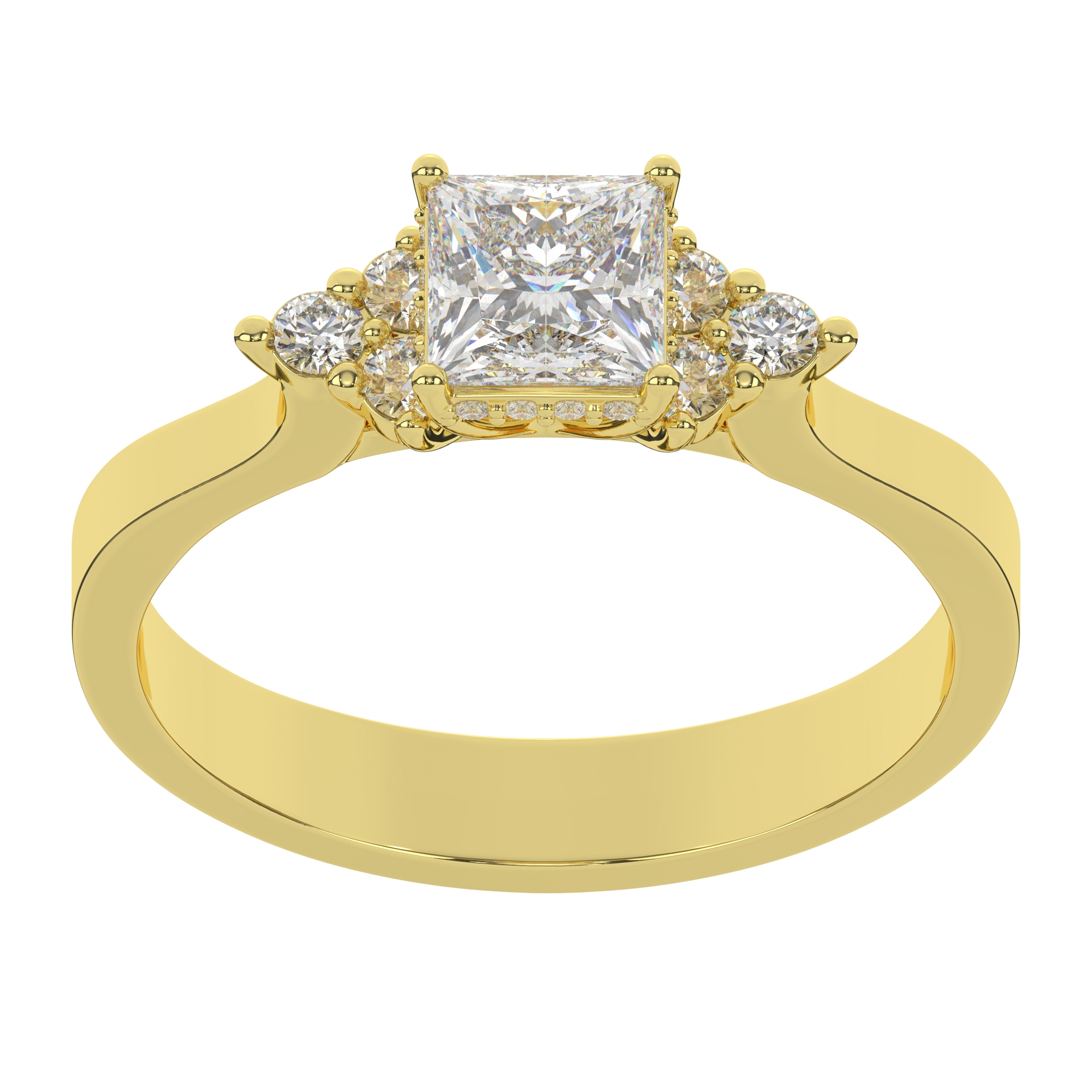 Authentic Moissanite Princess Cut Solitaire Diamond Engagement Ring For Women