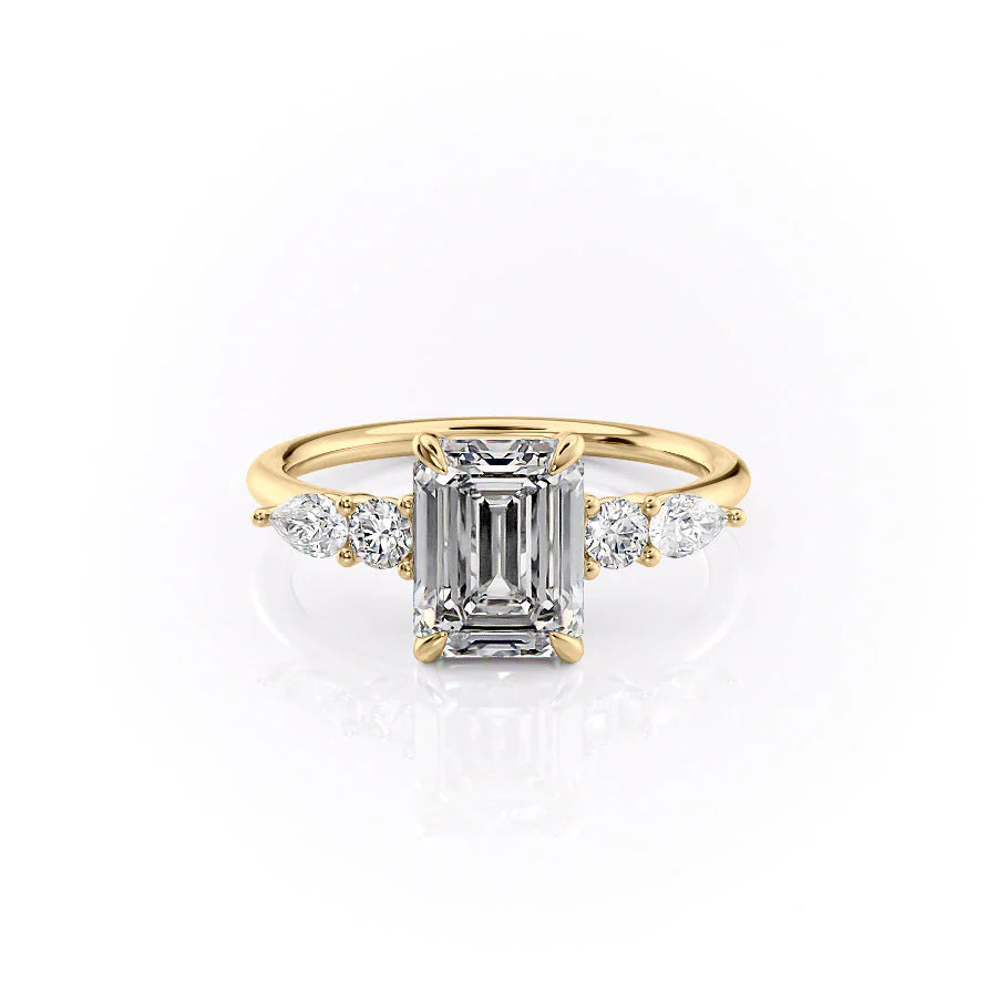 Moissanite Emerald Cut Prong Setting Solitaire Diamond Engagement Ring For Women