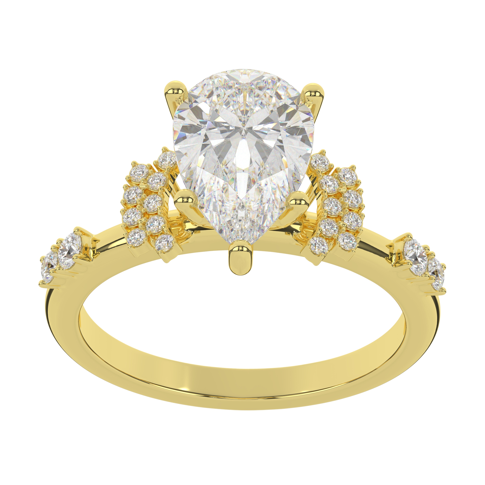 Moissanite Pear Cut Solitaire Diamond Engagement Ring For Women