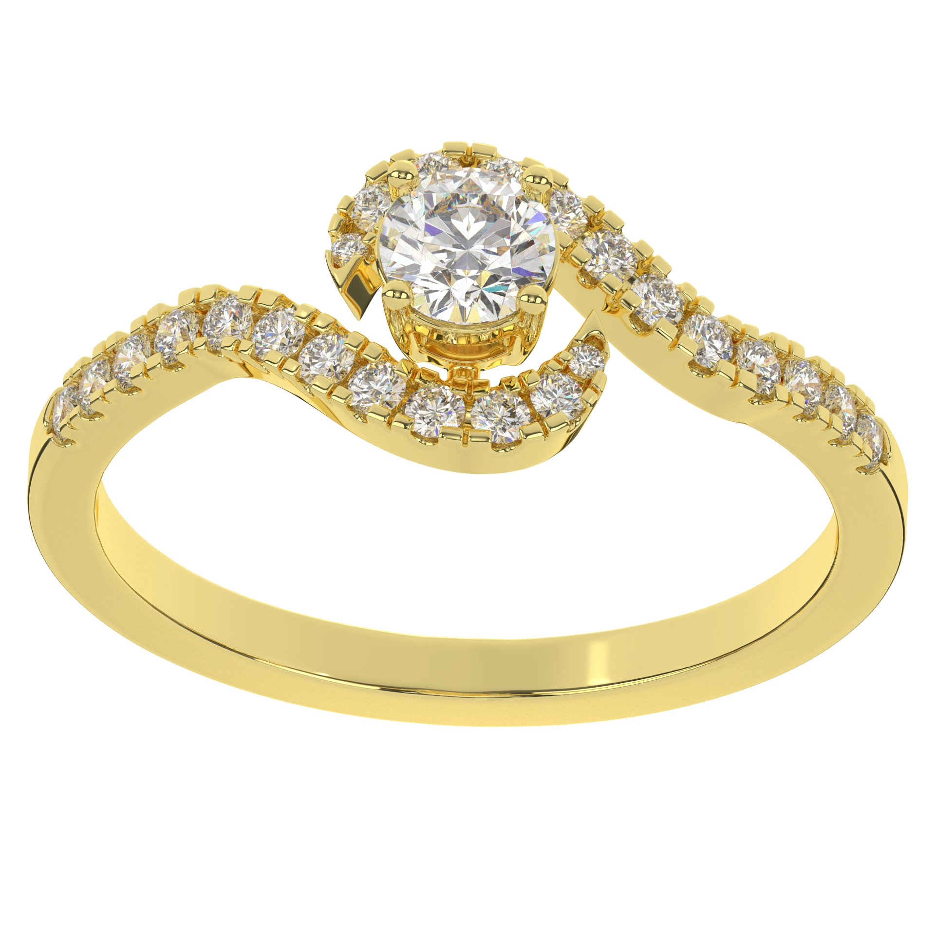 Moissanite Bypass Round Cut Solitaire Diamond Engagement Ring For Women