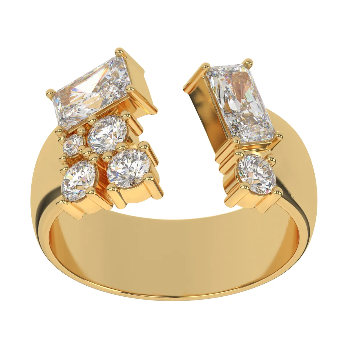 Rose Gold Moissanite Cluster Gap Proposal Ring For Women